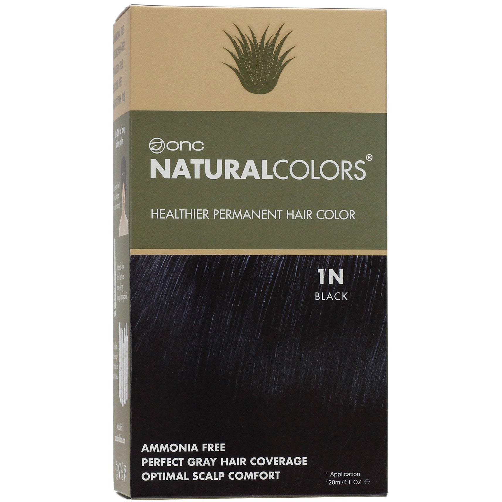 ONC NATURALCOLORS 1N Natural Black Hair Dye With Organic Ingredients 120 mL / 4 fl. oz.