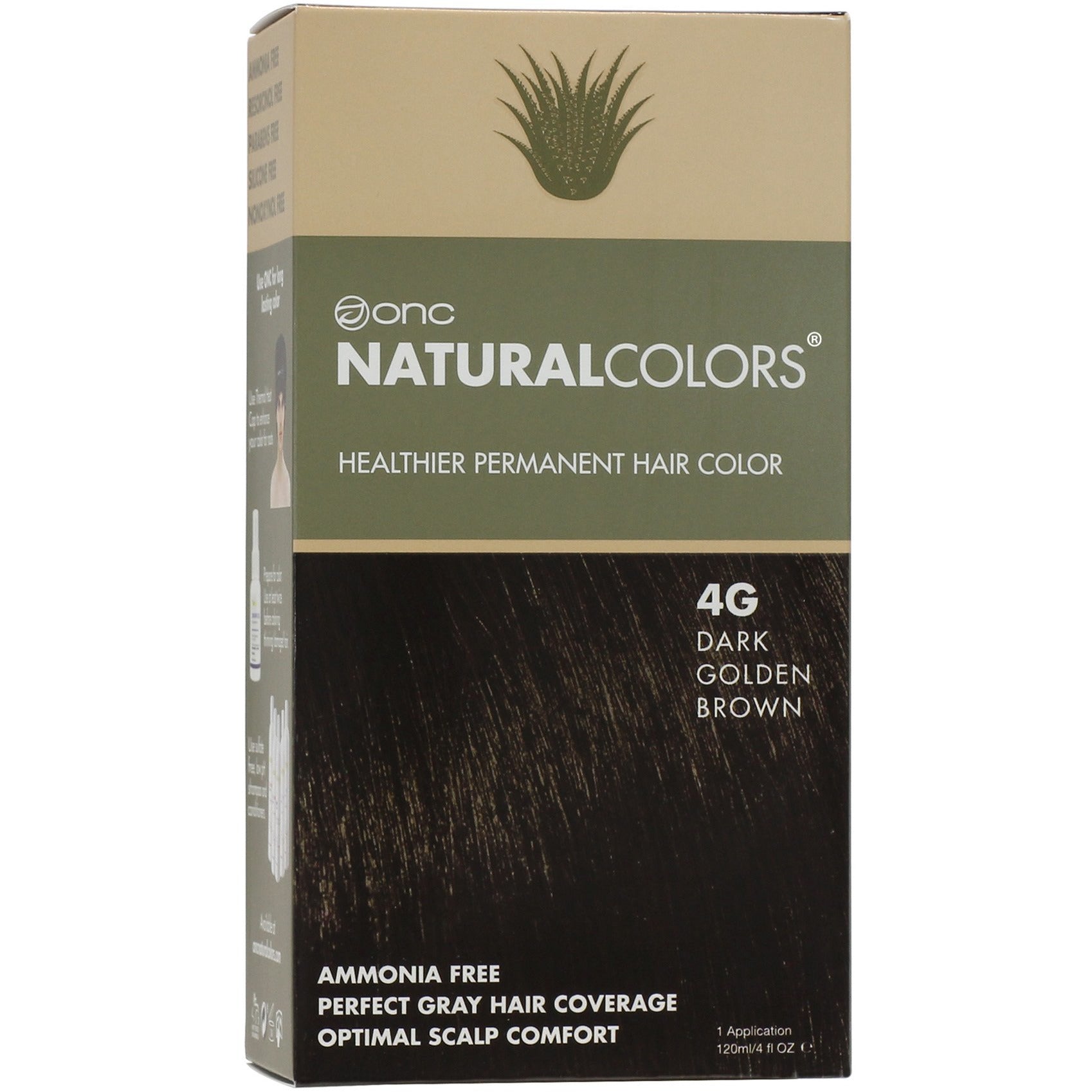 ONC NATURALCOLORS 4G Dark Golden Brown Hair Dye With Organic Ingredients 120 mL / 4 fl. oz.