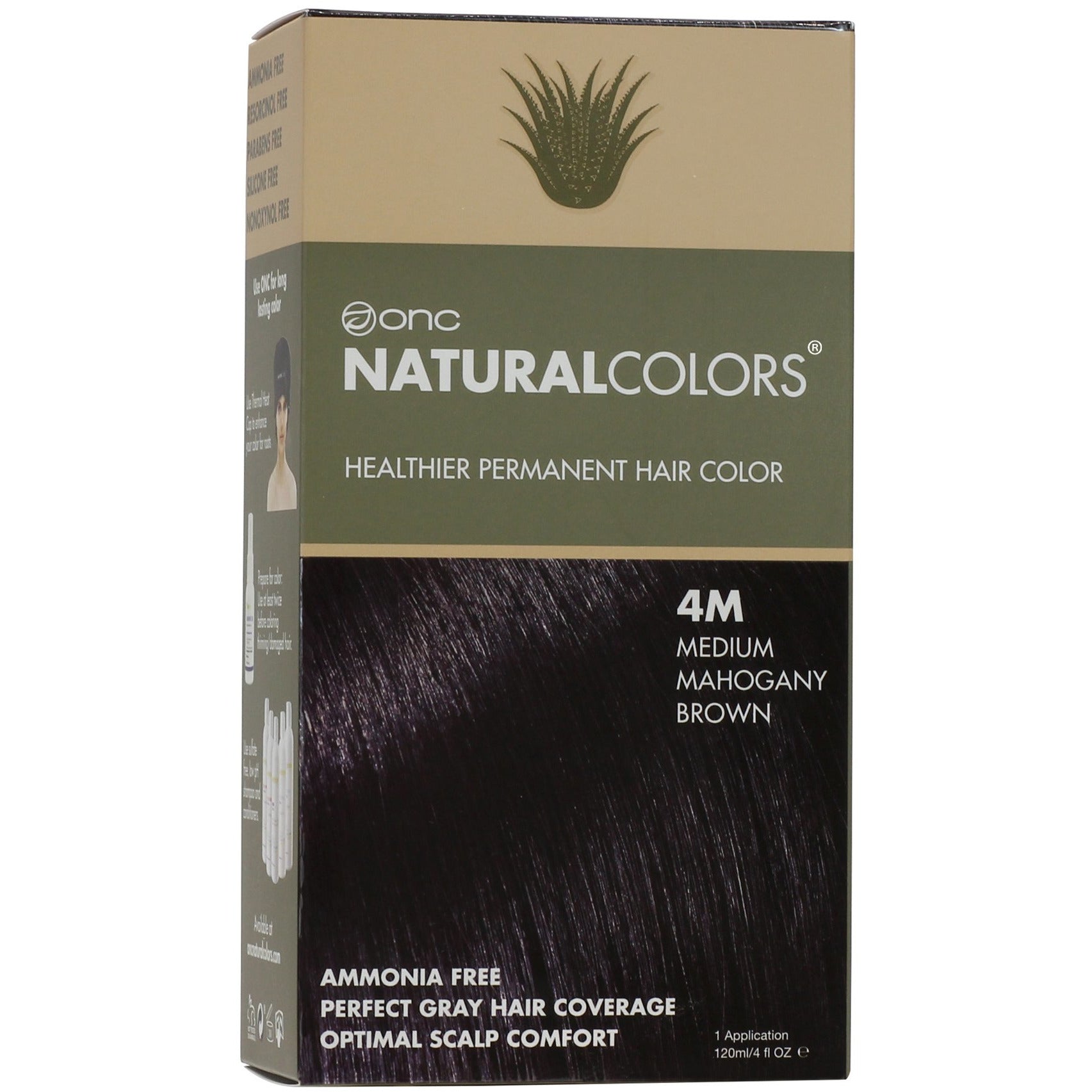 ONC NATURALCOLORS 4M Medium Mahogany Brown Hair Dye With Organic Ingredients 120 mL / 4 fl. oz.