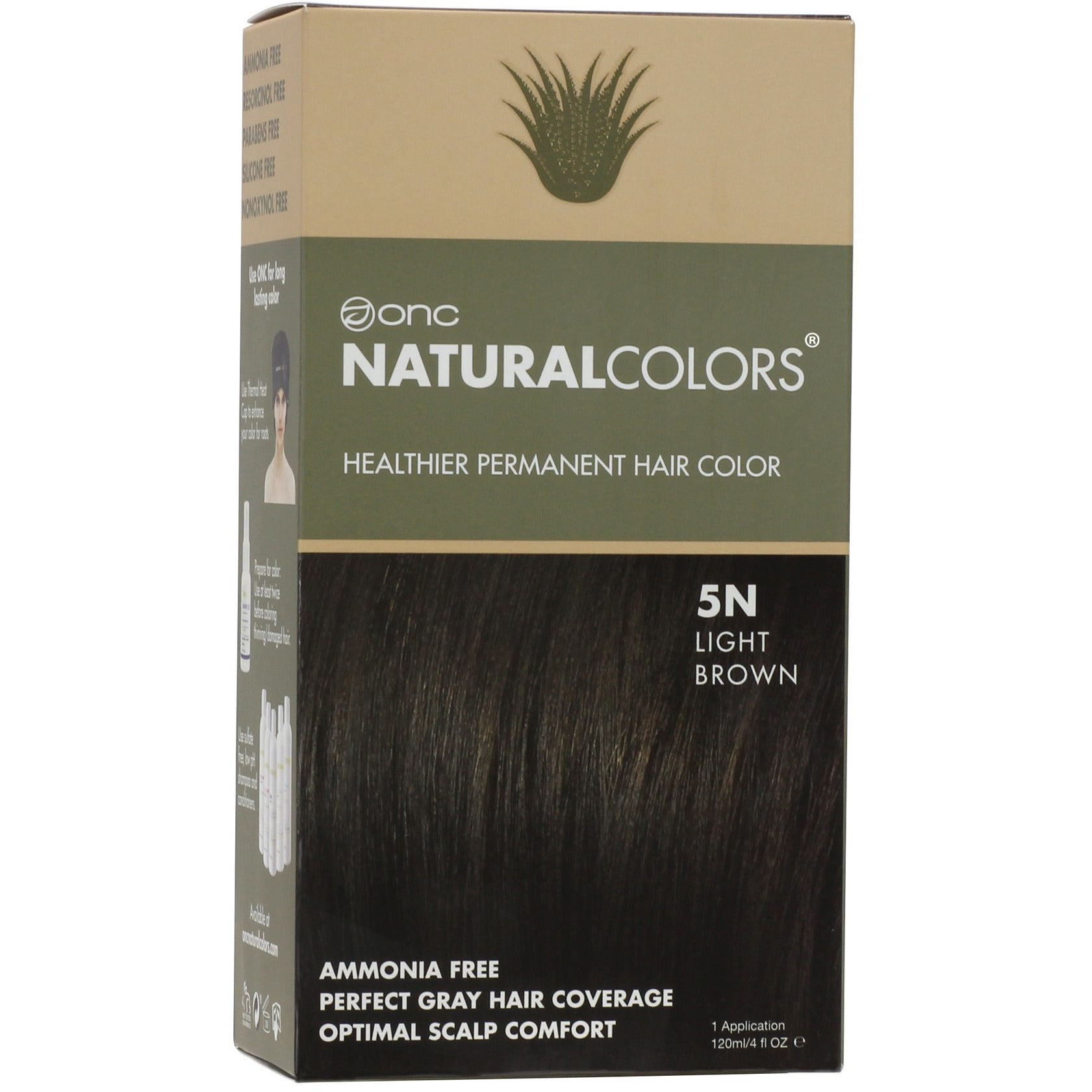 ONC NATURALCOLORS 5N Natural Light Brown Hair Dye With Organic Ingredients 120 mL / 4 fl. oz.