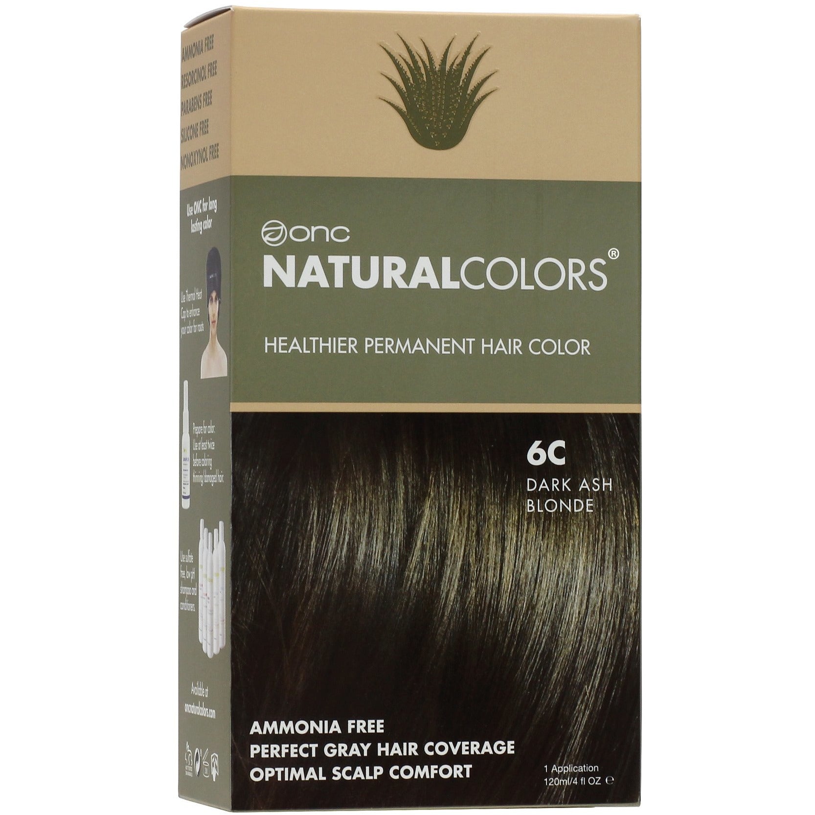 ONC NATURALCOLORS 6C Dark Ash Blonde Hair Dye With Organic Ingredients 120 mL / 4 fl. oz.