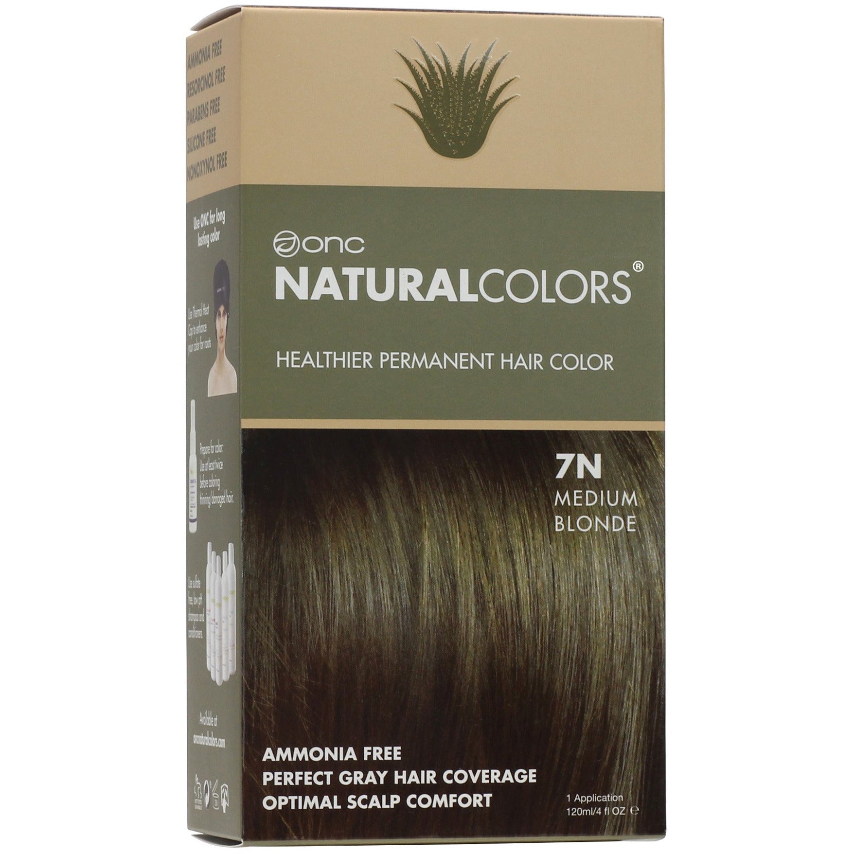 ONC NATURALCOLORS 7N Natural Medium Blonde Hair Dye With Organic Ingredients 120 mL / 4 fl. oz.