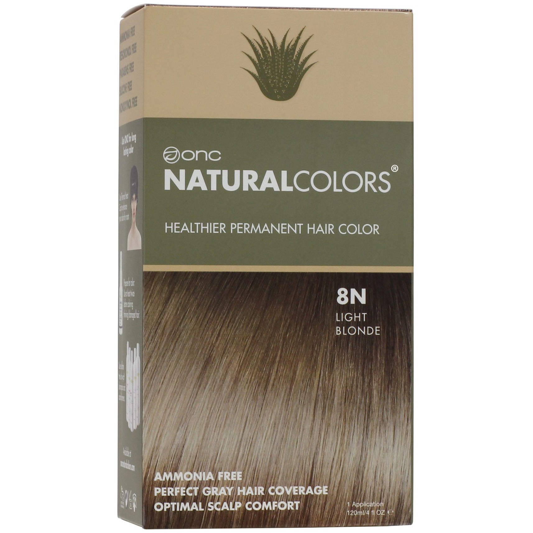 ONC NATURALCOLORS 8N Natural Light Blonde Hair Dye With Organic Ingredients 120 mL / 4 fl. oz.