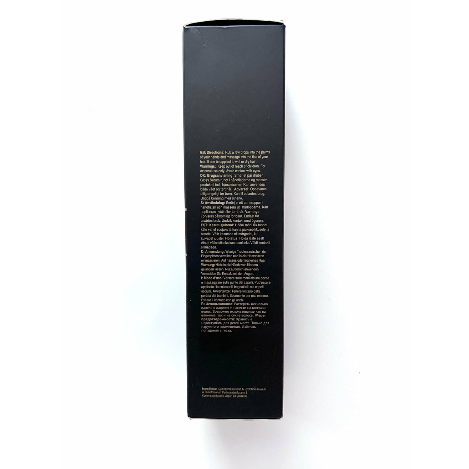 ONC artofcare Argan Oil Gloss Serum 100 ml / 3.5 fl. oz. Box back