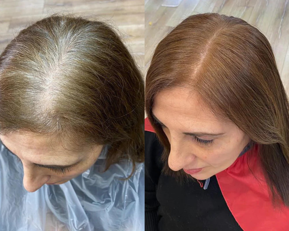 ONC NATURALCOLORS 6CA Caramel Heat Activated Hair Dye With Organic Ingredients 120 mL / 4 fl. oz. before and after II