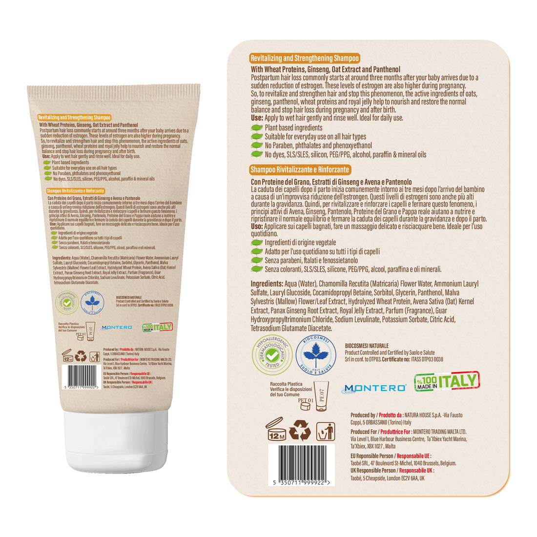 Evomere femme Organic Revitalizing and Strengthening Shampoo for Mothers, Hypoallergenic, Cruelty-free and Vegan 200 mL / 6.76 fl. oz.