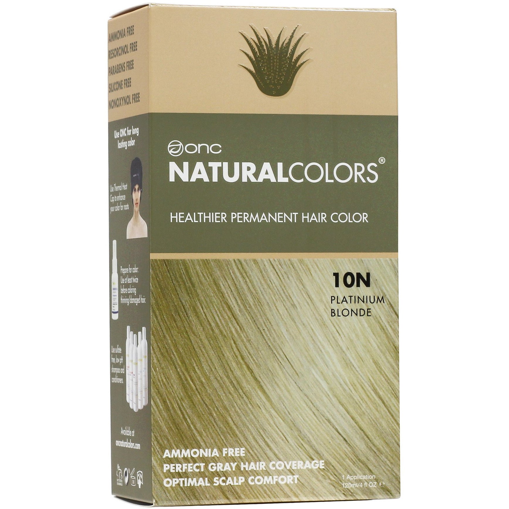 ONC NATURALCOLORS 10N Platinum Blonde Hair Dye With Organic Ingredients 120 mL / 4 fl. oz.