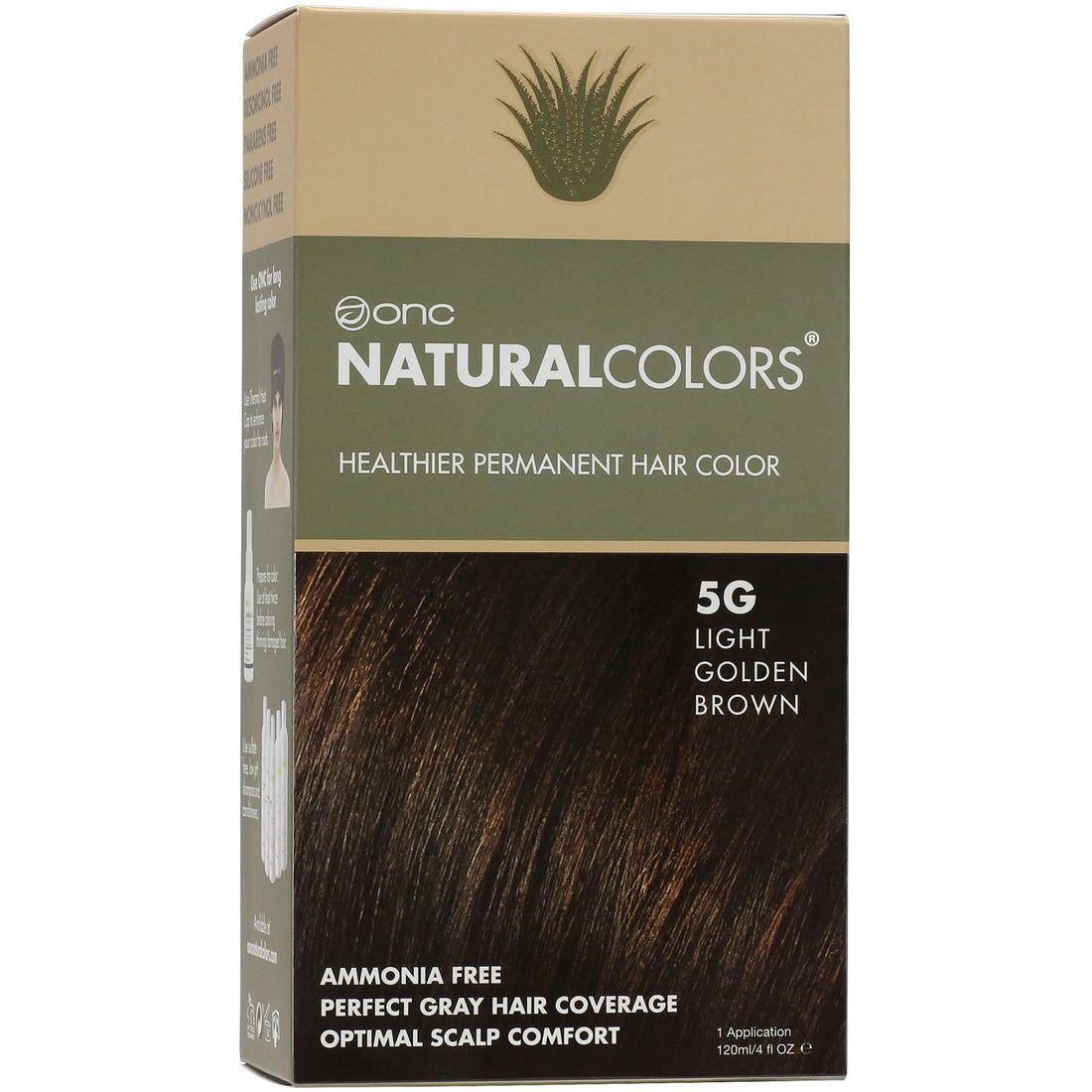 ONC NATURALCOLORS 5G Light Golden Brown Hair Dye With Organic Ingredients 120 mL / 4 fl. oz.