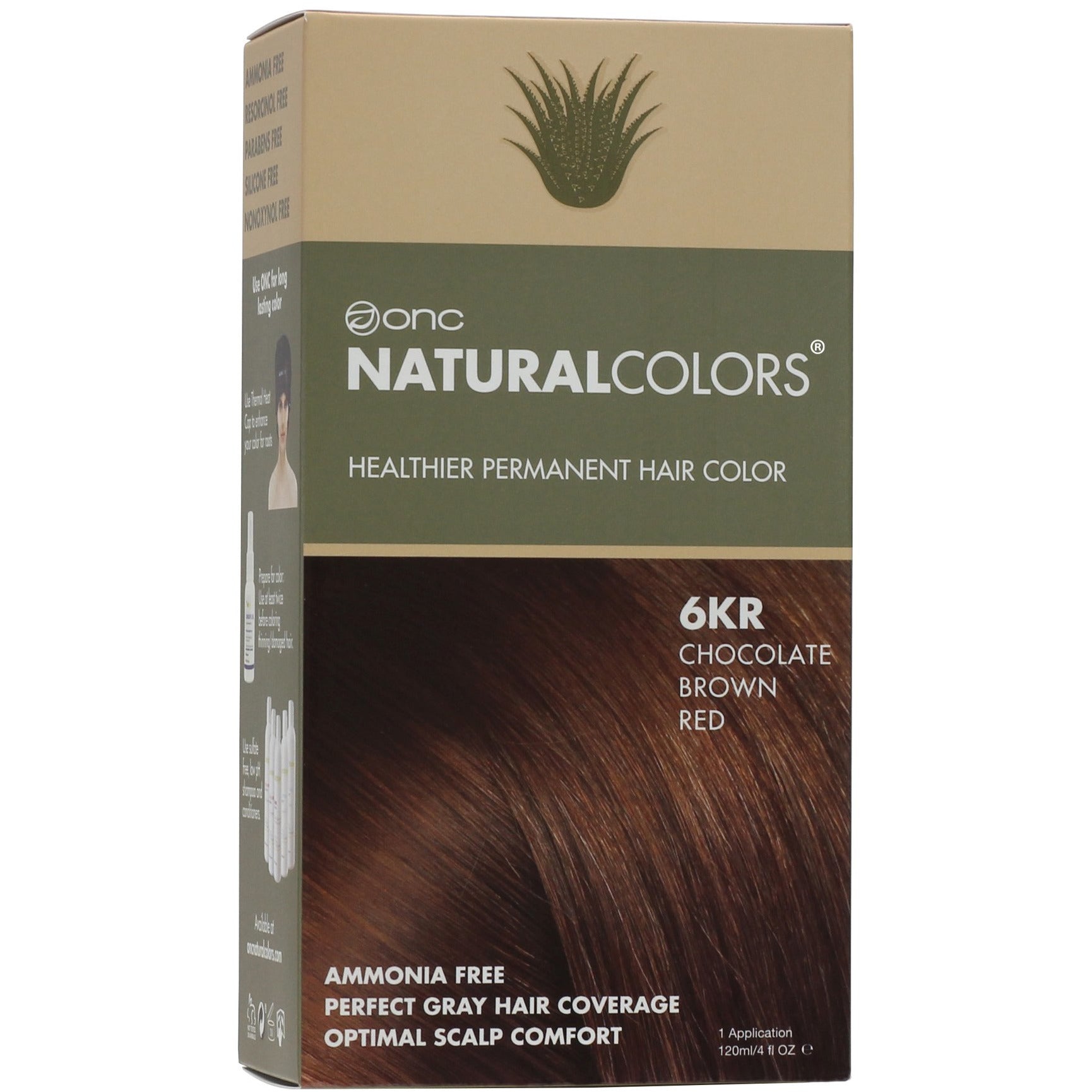 ONC NATURALCOLORS 6KR Chocolate Brown Red Hair Dye With Organic Ingredients 120 mL / 4 fl. oz.