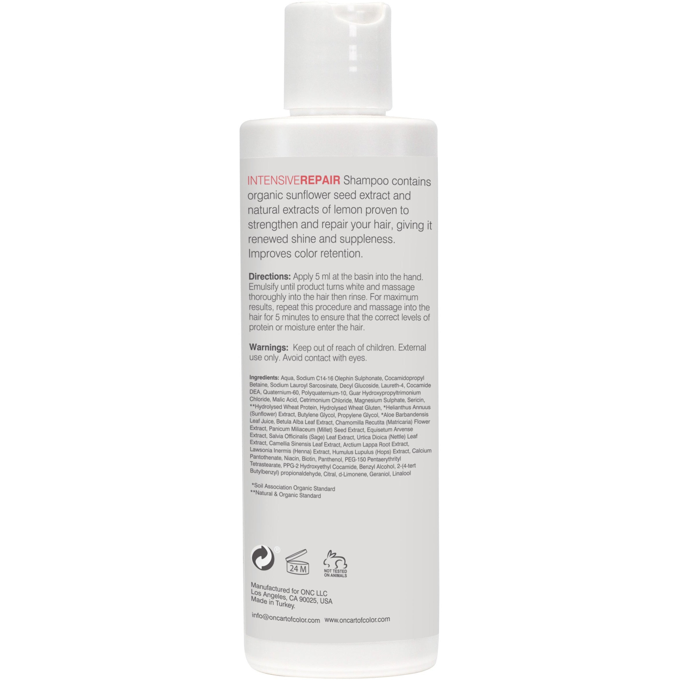 ONC INTENSIVEREPAIR Shampoo 250 mL / 8.4 fl. oz. - back