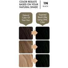 Load image into Gallery viewer, ONC 1N Natural Black Hair Dye With Organic Ingredients 120 mL / 4 fl. oz. Color Result
