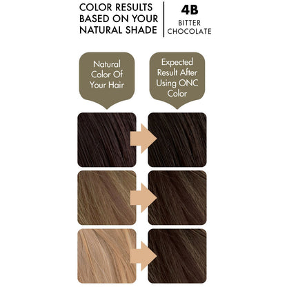 ONC 4B Bitter Chocolate Hair Dye With Organic Ingredients 120 mL / 4 fl. oz. Color Result