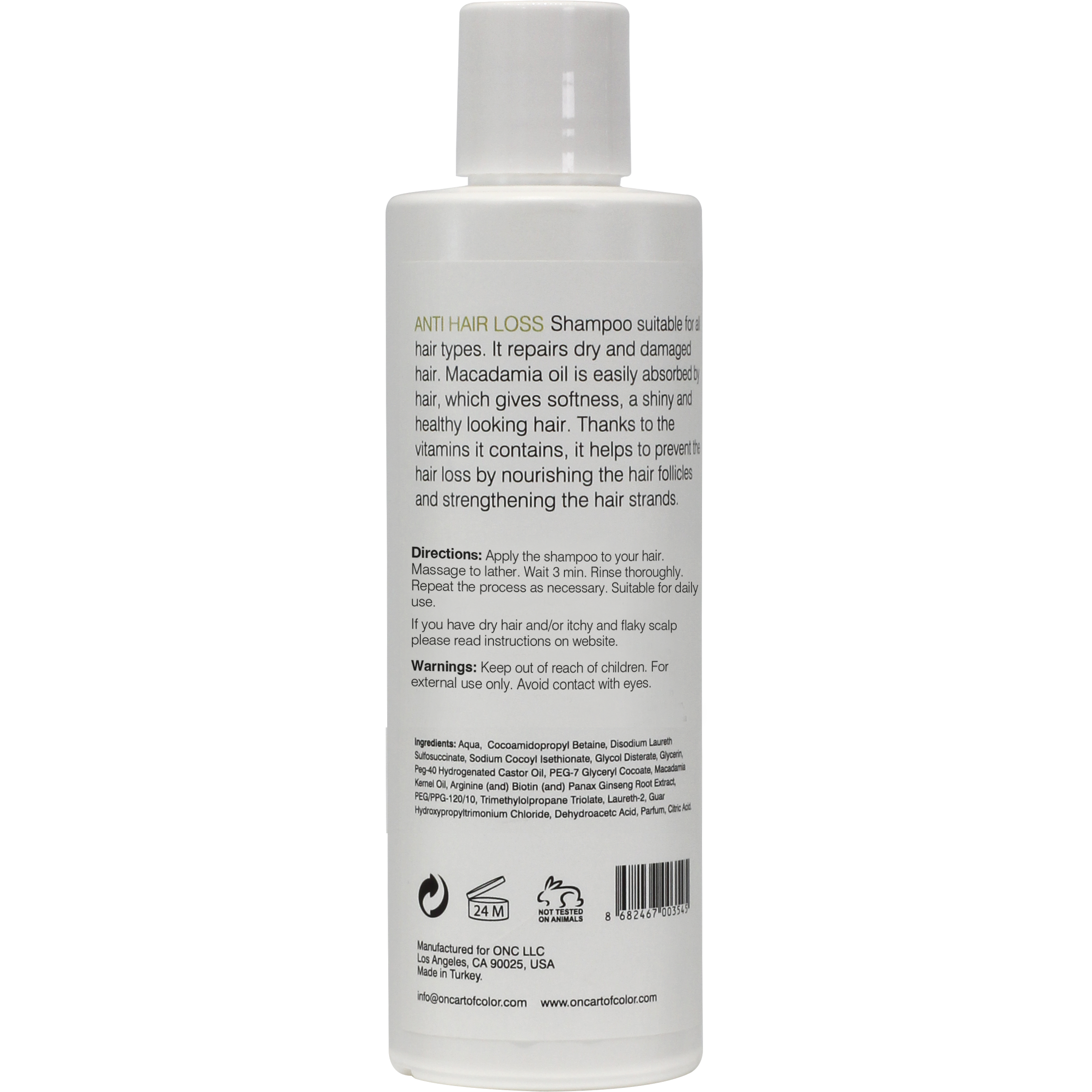 ONC ANTI HAIR LOSS Nourishing Shampoo Unisex 250 mL / 8.4 fl. oz. - back
