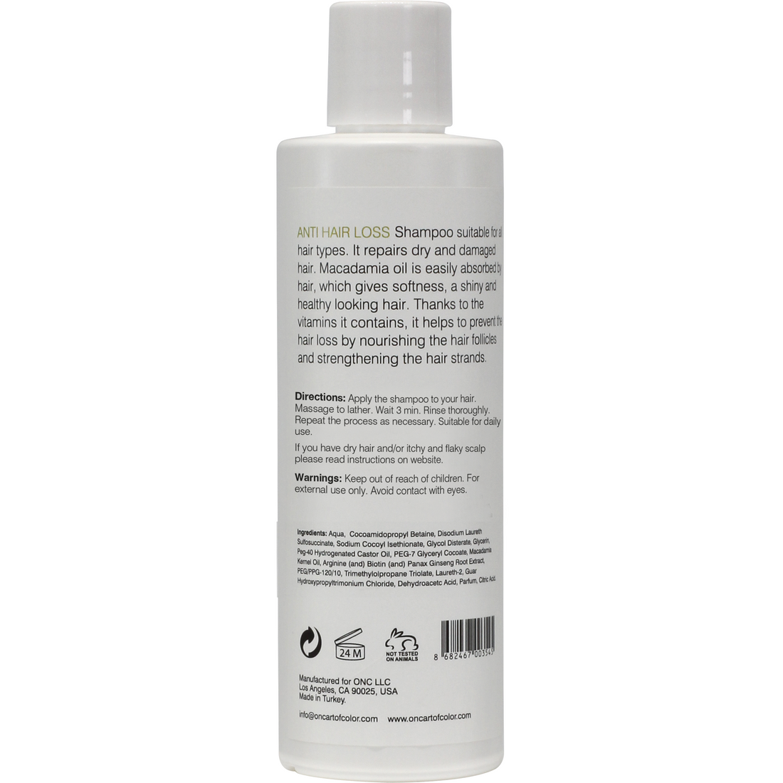 ONC ANTI HAIR LOSS Nourishing Shampoo Unisex 250 mL / 8.4 fl. oz. - back